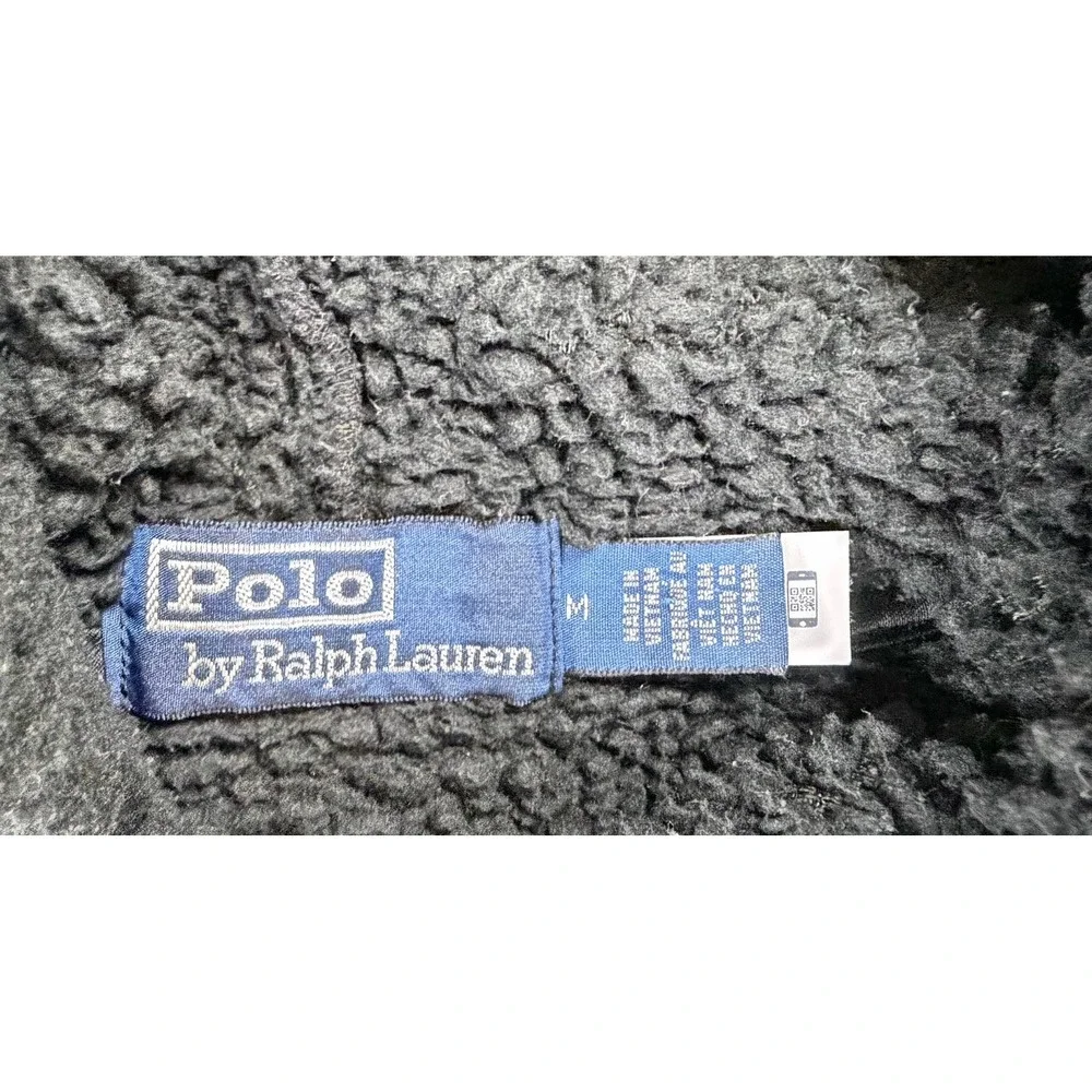 Polo Ralph Lauren Sherpa Fleece Hoodie Mens M Navy Embroidered‎ Logo Heavy Wear